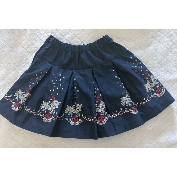 Kinloch Anderson Scotland Girls Blue Embellished Beaded Embroidered Size 7 Skirt - Picture 4 of 10